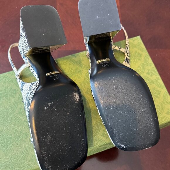 Gucci GG Women Mid-Heel Slingback Horsebit Python Print Leather LIMITED EDITION - Picture 3 of 7